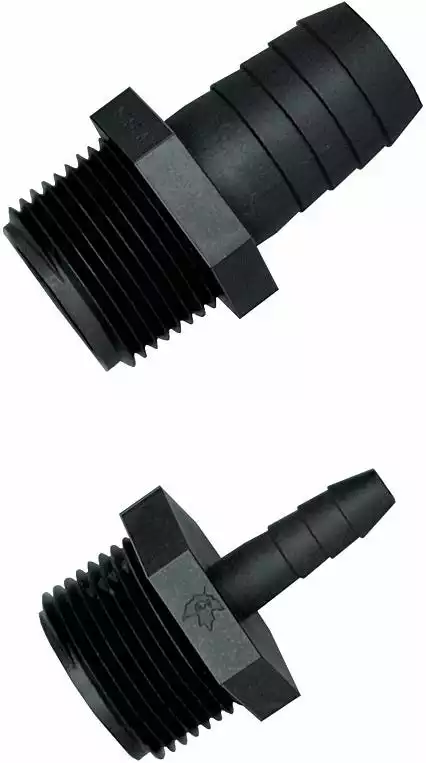 Green Leaf Male Adapter 1/4 inch Thread w/ 1/4 inch Barb A1414P - Sprayer Accessories